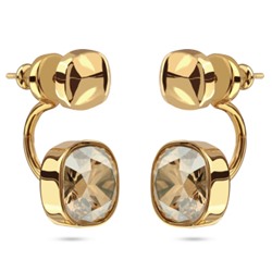 Серьги Триумф (кристаллы SW шампань 10мм; покрытие золото), Есть комплект