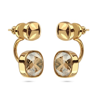 Серьги Триумф (кристаллы SW шампань 10мм; покрытие золото), Есть комплект