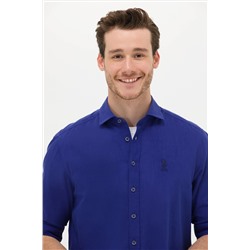 Erkek Mavi Uzun Kollu Basic Gömlek