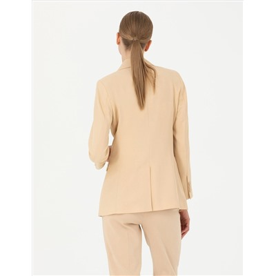 Bej Kruvaze Slim Fit Ceket