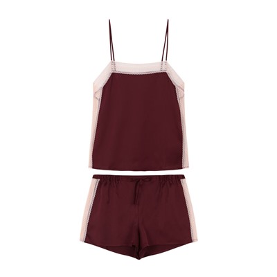 Pijama corto encaje vino