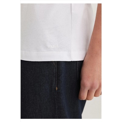 Mavi Beyaz Basic Tişört Slim Fit / Dar Kesim 065574-620