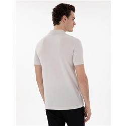 Açık Gri Slim Fit %100 Pamuk Polo Yaka Basic Tişört