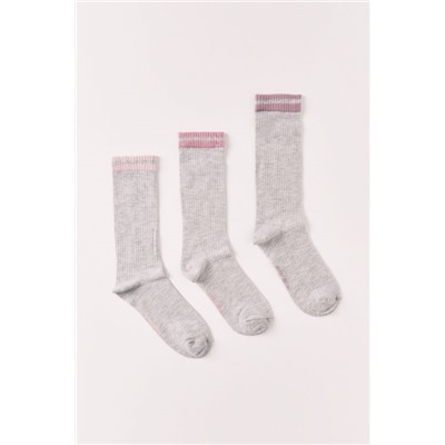 Pack 3 calcetines largos canalé gris