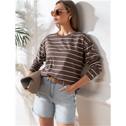 Лонгслив в полоску из премиального хлопка с эластаном