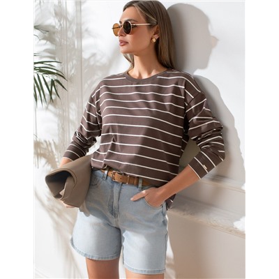 Лонгслив в полоску из премиального хлопка с эластаном