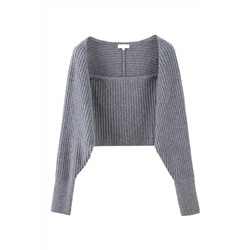 Jersey efecto doble prenda de lana y pelo de yak - Gris jaspeado