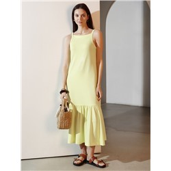 Летнее платье миди из гладкого эластичного хлопка