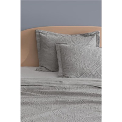 Marjolaina %100 Pamuk King Size Yatak Örtüsü - Gri