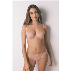 Tanga tira encaje rosa brillos