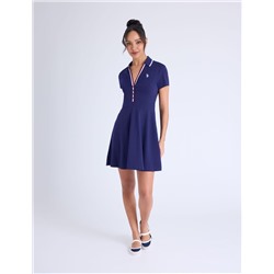 SIGNATURE STRIPE TRIM SWING POLO DRESS