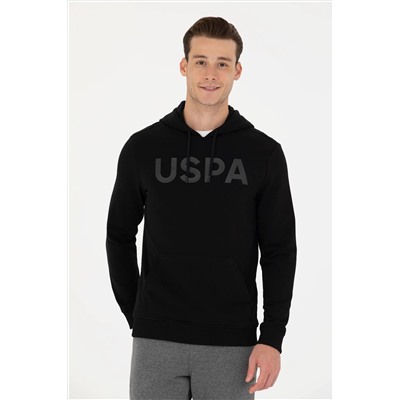Erkek Siyah Kapüşonlu Basic Sweatshirt