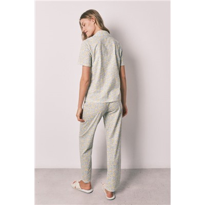 Pijama largo camisero algodón florecitas