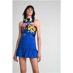 Minifalda drapeada volante