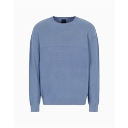 CREW-NECK COTTON SWEATER WITH CENTRAL PROCESSING