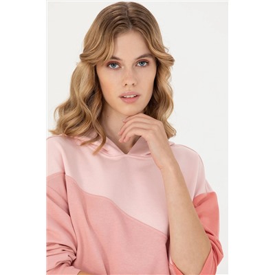 Kadın Somon Kapüşonlu Sweatshirt