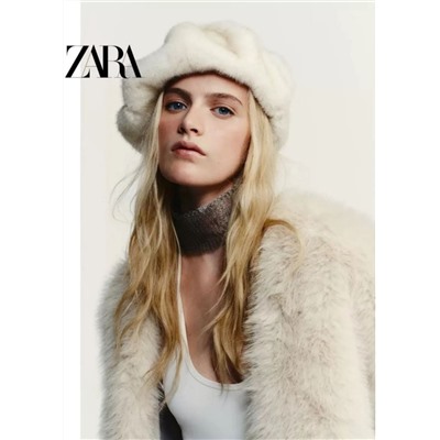 Зимний теплый берет из искусственного меха кролика ZAR*A