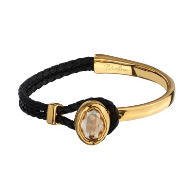 Браслет Грация (кристаллы SW 14х10 шампань; покрытие золото), Есть комплект