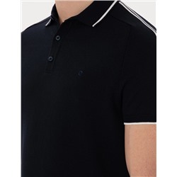 Lacivert Slim Fit Düğmeli Polo Yaka Triko Tişört