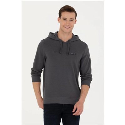 Erkek Antrasit Kapüşonlu Sweatshirt