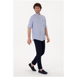 Erkek Lacivert Slim Fit Kanvas Pantolon