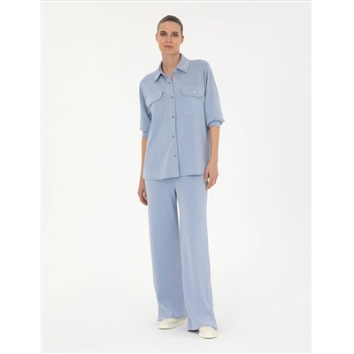 Mavi Oversize Örme Hırka
