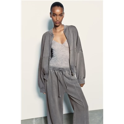 BOMBER SWEATSHIRT WITH ZIP