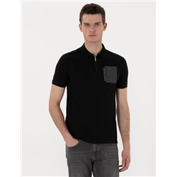 Siyah Slim Fit Polo Yaka Tişört