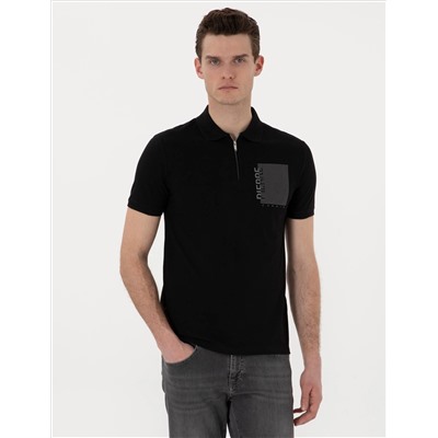 Siyah Slim Fit Polo Yaka Tişört