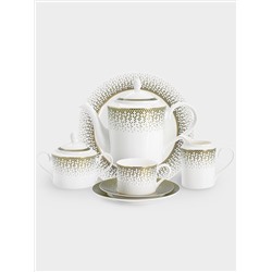 Сервиз чайный, 12 перс, 40 пр, фарфор F, бело-зеленый, с золотистым кантом, матовый, Virtus