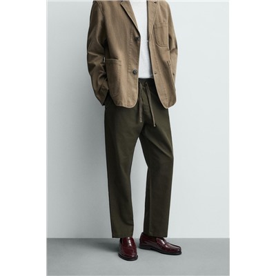 RELAXED FIT COTTON-LINEN TROUSERS