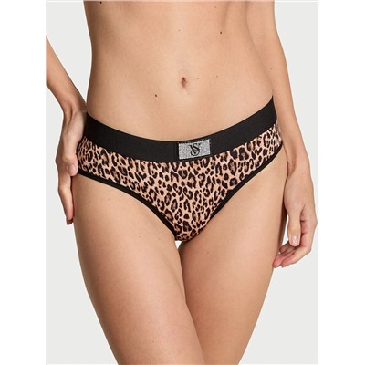 Logo Cotton Shine Patch Velvet Hiphugger Panty
