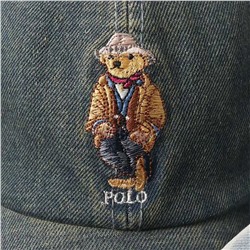 Джинсовая бейсболка с вышитым мишкой RALPH LAURE*N ОРИГИНАЛ!