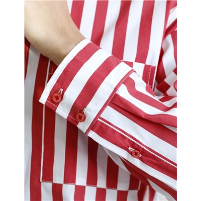 Блузка свободного силуэта в полоску из эластичного хлопка