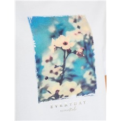 Свободная футболка с принтом из премиального хлопка с эластаном