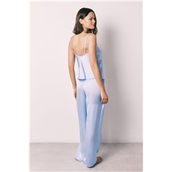 Pijama largo satén azul