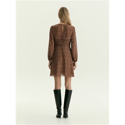 Платье по колено с абстрактным принтом, PL1750/cur