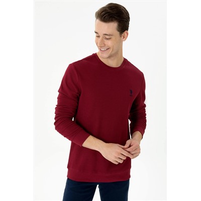 Erkek Bordo Bisiklet Yaka Sweatshirt