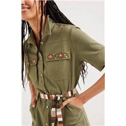 Vestido camisero caqui