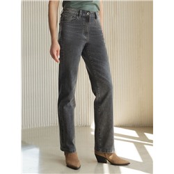 Джинсы классические с декоративной стиркой из эластичного денима