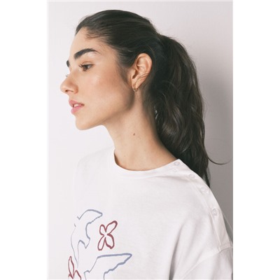 Camiseta manga 3/4 100% algodón blanco