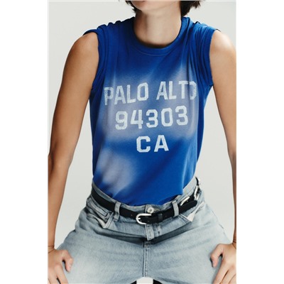 FADED-EFFECT TEXT T-SHIRT