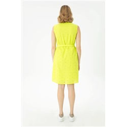 Kadın Neon Sarı Dokuma Elbise