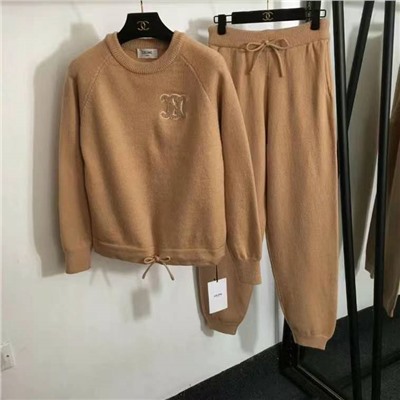 спортивный костюм Celin, плюшевый вышитый логотип на груди, пуловер на талии с кулиской, свитер с длинными рукавами + повседневные леггинсы на кулиске, серый, хаки, [один размер подходит всем, обхват груди 92, длина рукава 66, длина одежды; 57; талия 64, резинка, длина 104]