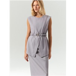 Топ из костюмной ткани с поясом, B3152/piter