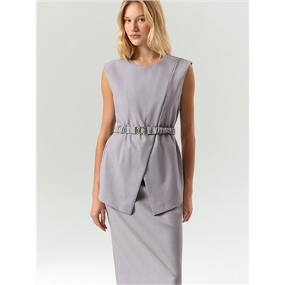 Топ из костюмной ткани с поясом, B3152/piter