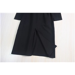 Платье длины миди с длинными рукавами из смесовой овечьей шерсти, воротником-поло, молнией и поясом. Экспорт