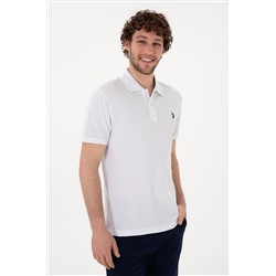 Erkek Slim Fit Polo Yaka Beyaz Basic Tişört