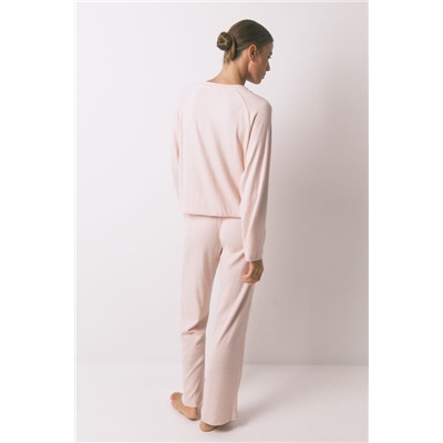 Pijama largo canalé perchado lila