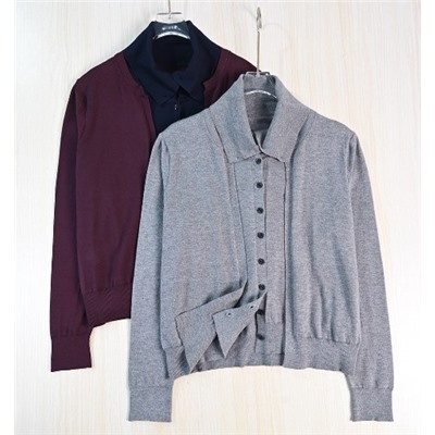 Женская имитация двухсекционного кардигана с воротником на пуговицах  КО*С